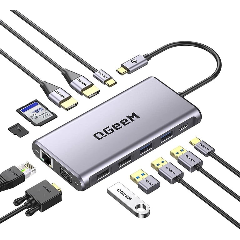 USB C Docking Station,12 in 1 USB C Hub Laptop Docking Station Dual Monitor