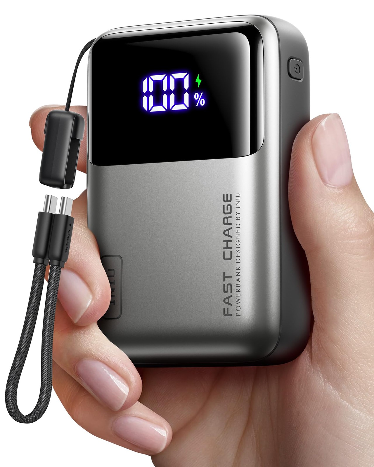 INIU 20000mAh Laptop Power Bank, Ultra Compact 65W Mini Size, Metallic Silver