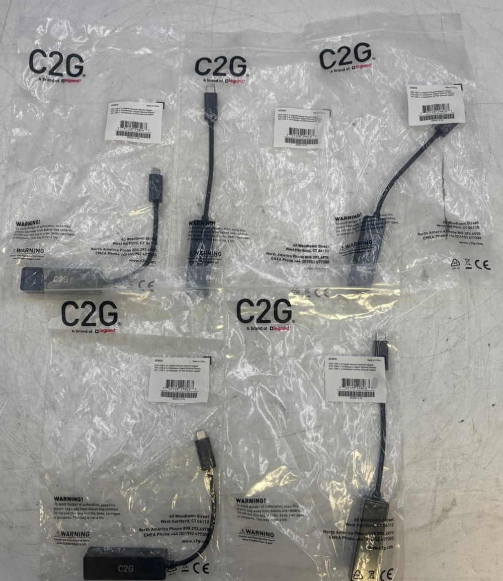 Lot of 5 C2G USB-C to Gigabit Ethernet Network Adapter 29826