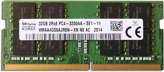 SK hynix 32GB (1x32GB) DDR4-3200 SODIMM Laptop Memory RAM 3200MHz