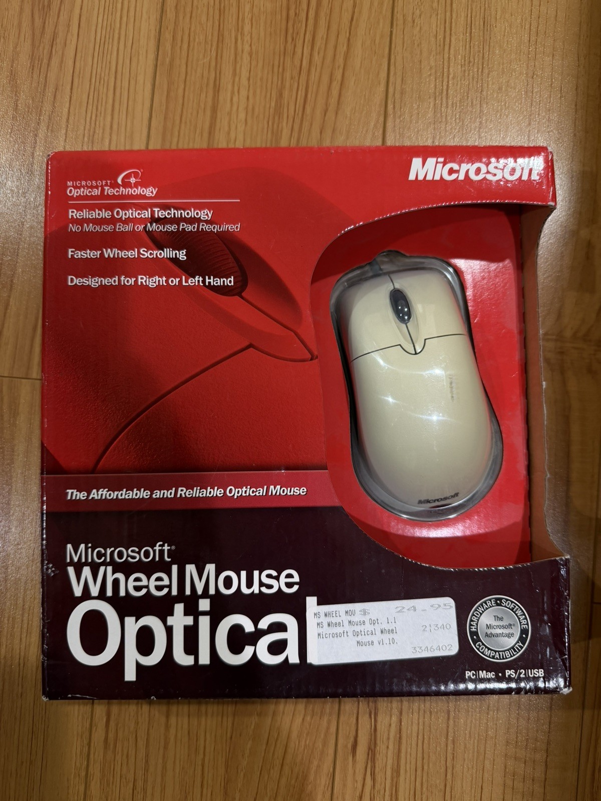 Microsoft Wheel Mouse Optical White X05-41707 New Sealed Box Brand Vintage Class