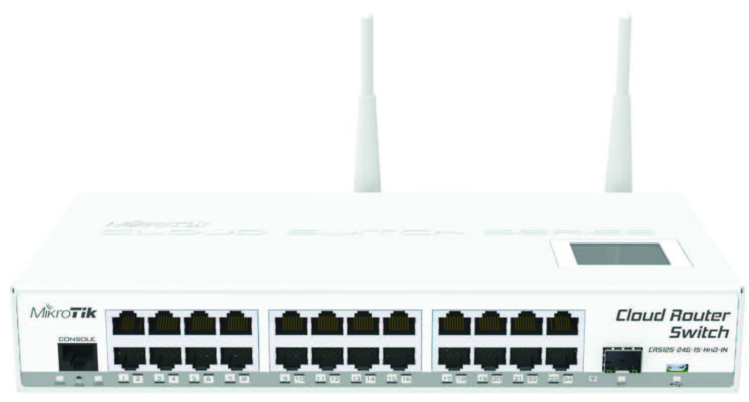 MikroTik New Cloud Router Switch CRS125-24G-1S-2HND-IN, 24x GLAN, 802.11n, PSU