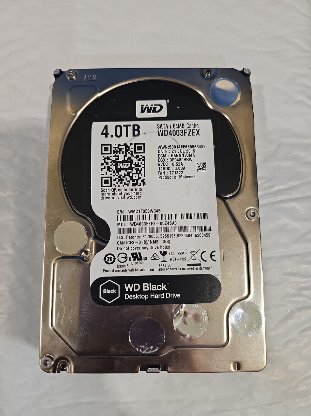 4TB Western Digital Black WD4003FZEX-00Z4SA0 SATA 3.5" HD | Tested