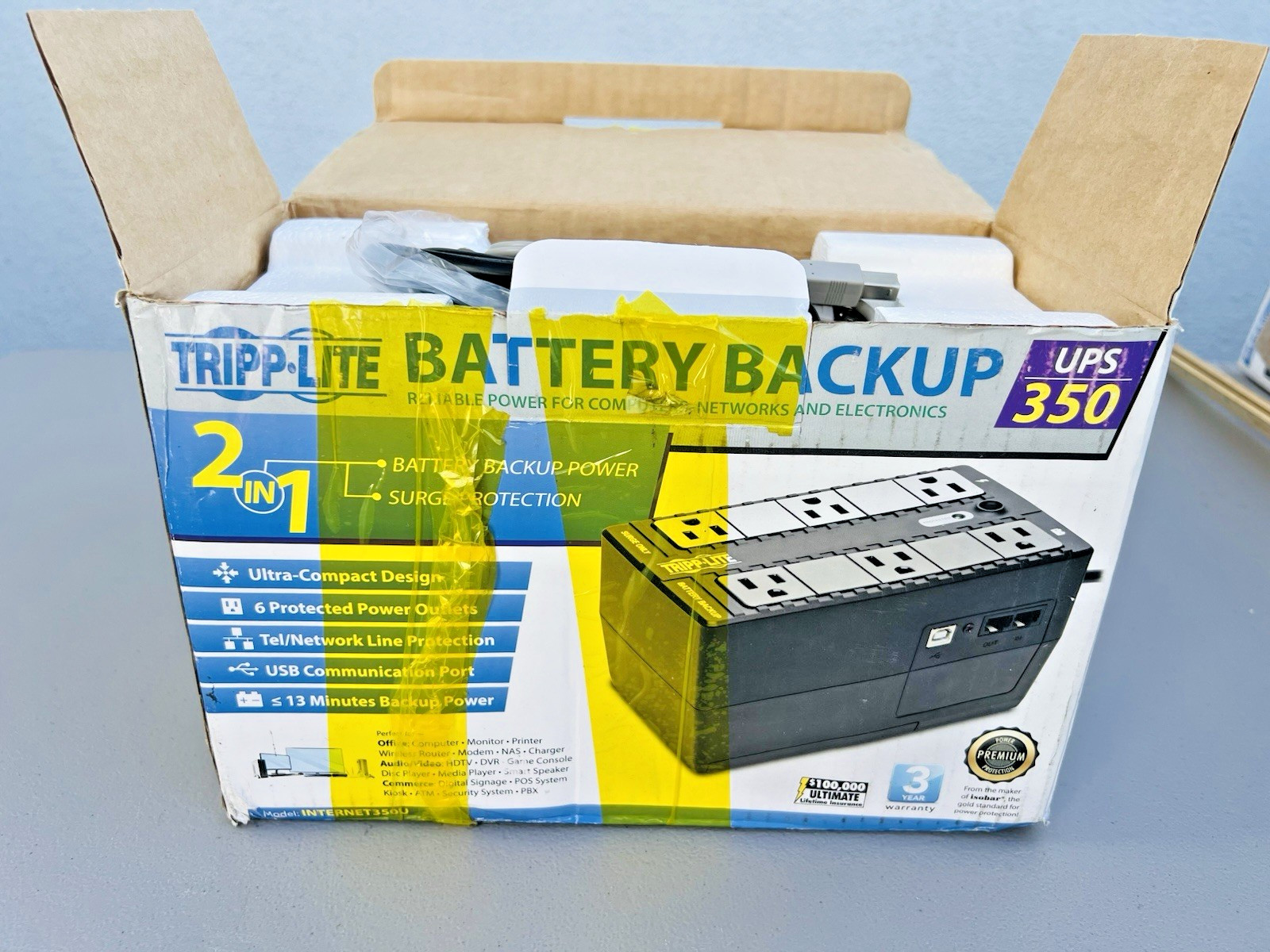 Tripp-Lite INTERNET350U 350VA 210W Standby UPS 6 NEMA 5-15R Outlets NEW