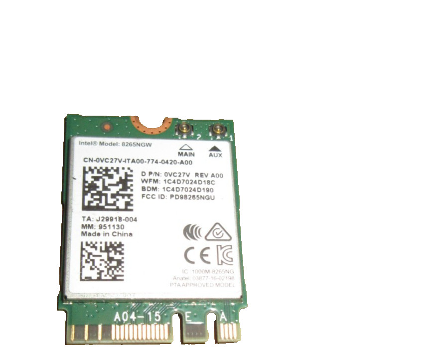 Dell Latitude 7390 7480 7490 Dual Band 802.11 ac/a/b/g/n WiFi Card 8265NGW VC27V