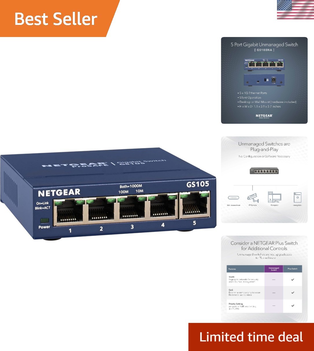 Compact 5-Port Gigabit Ethernet Switch for Effortless Networking Solutions