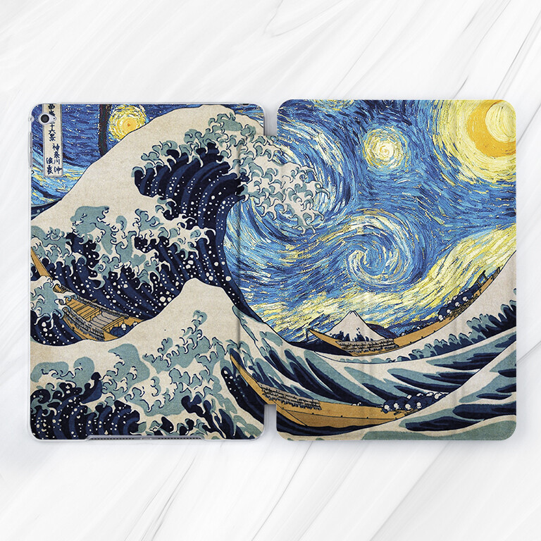 Van Gogh Kanagawa Great Wave Art Case For iPad 10.2 10.9 Pro 13 Air 11 13 Mini 7