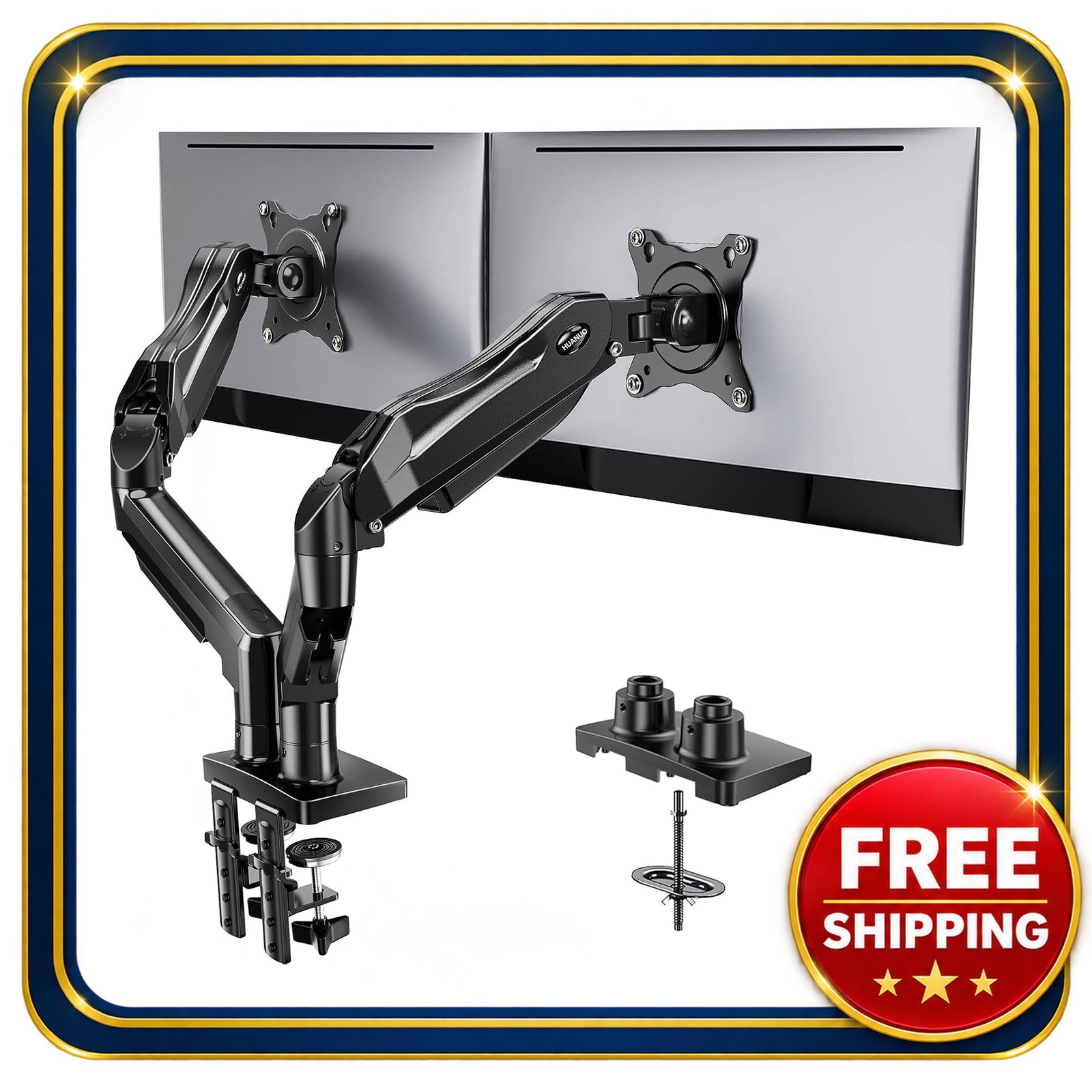 Dual Monitor Desk Mount 13-32 inch VESA Compatible Fully Adjustable