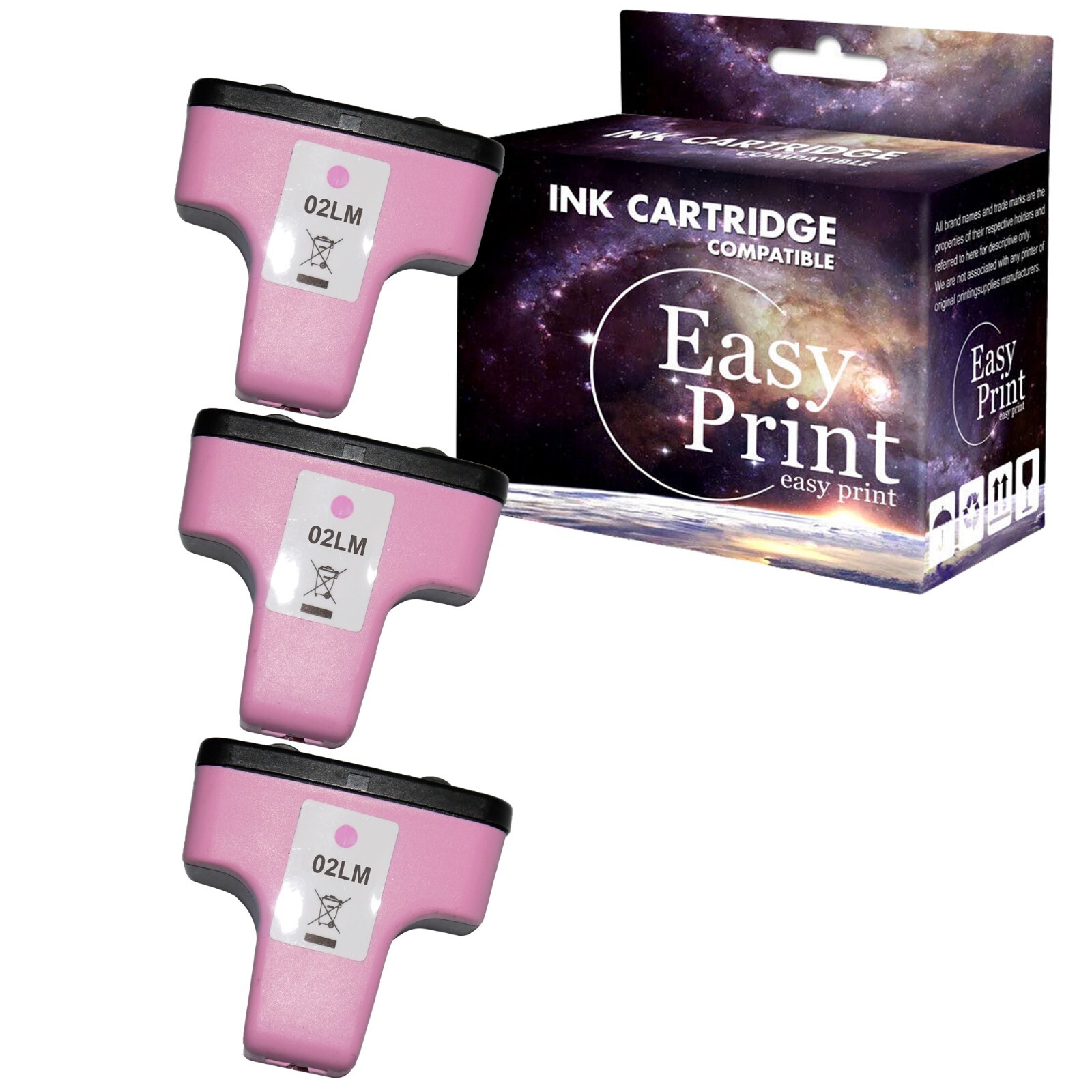 3PK replace for HP 02 Ink Cartridge Light Magenta for PhotoSmart D7400 D7460