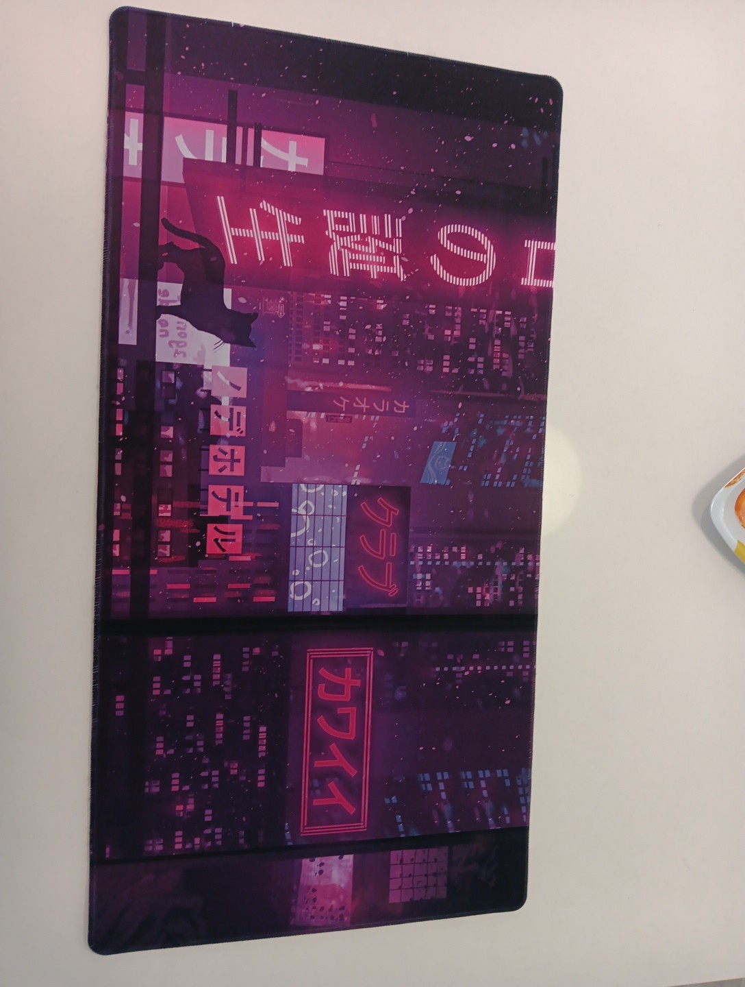 Large Neon City Pulse Gaming Mousepad - Tokyo Night Desk Mat