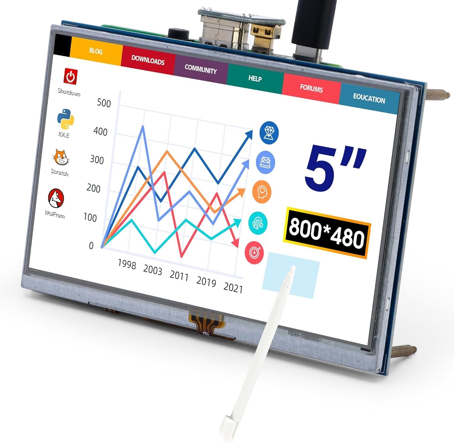 Touchscreen Display for Raspberry Pi & Jetson Nano | 5" LCD
