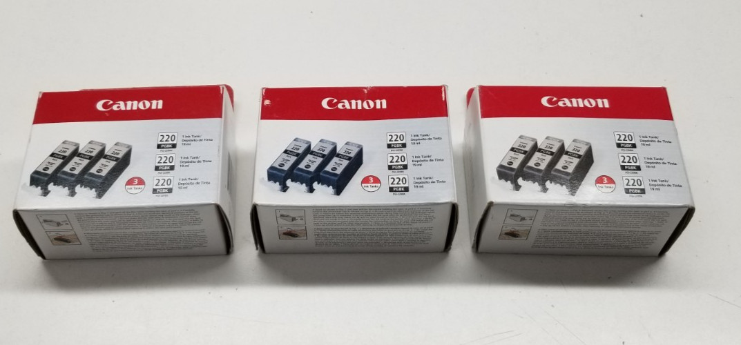 Canon 3-Pack PGI220BK INK TANK BLACK. BUNDLE OF 3 BOXES