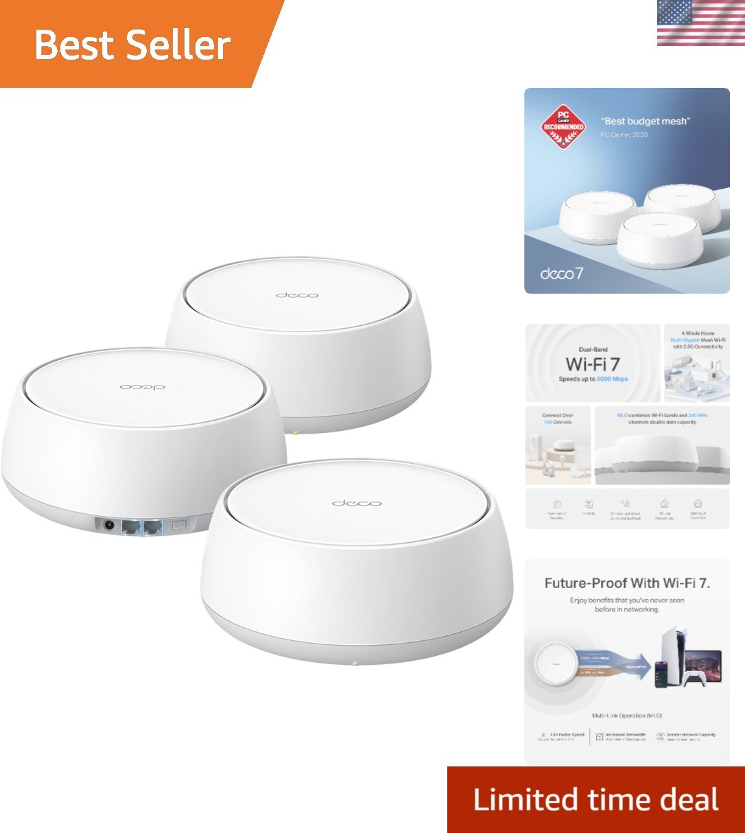 Deco BE25 WiFi 7 Mesh Network - Ultra-Fast 5Gbps Speed, AI Roaming, HomeShield