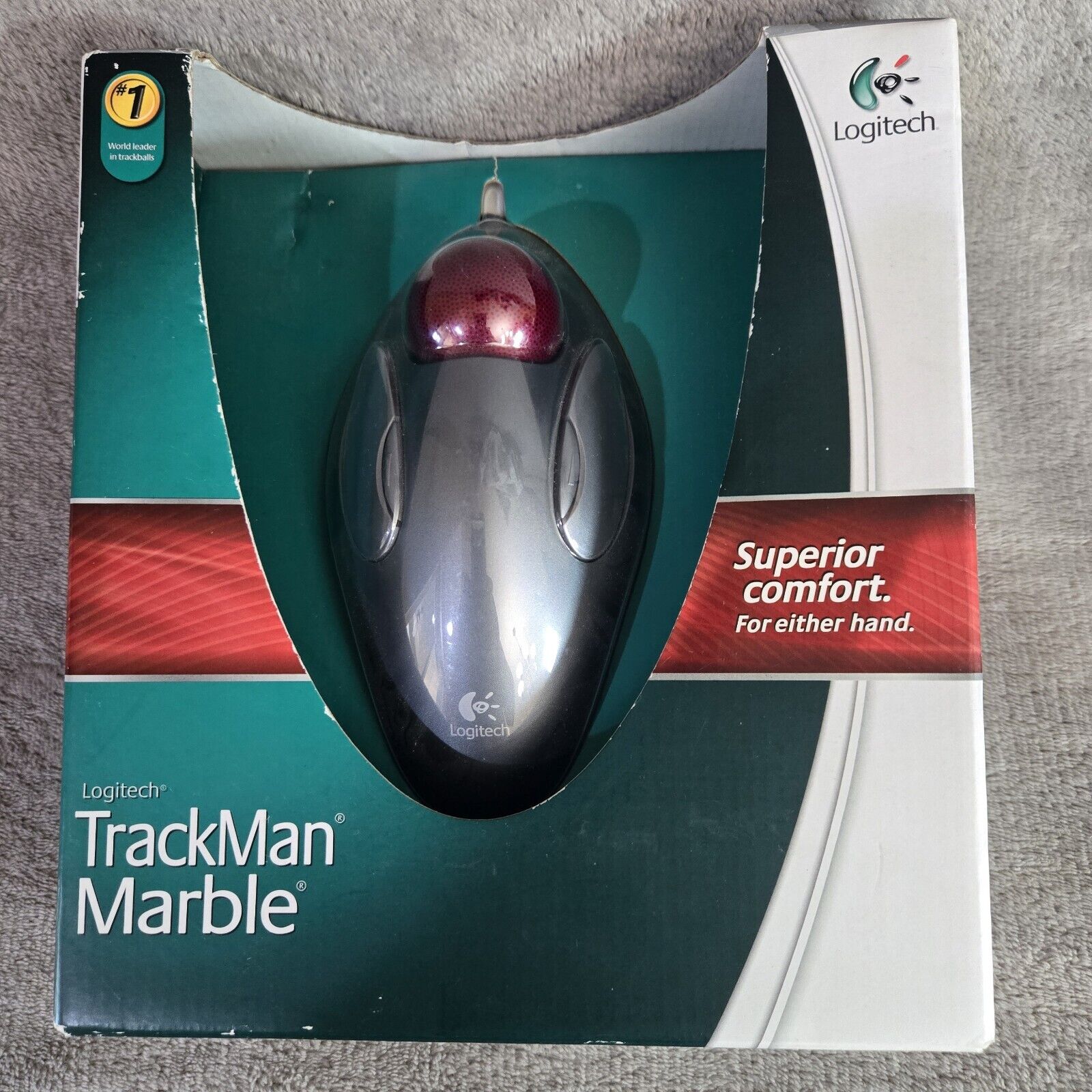 Logitech Trackman Marble Mouse Trackball Computer USB Sealed Vintage 910-000806
