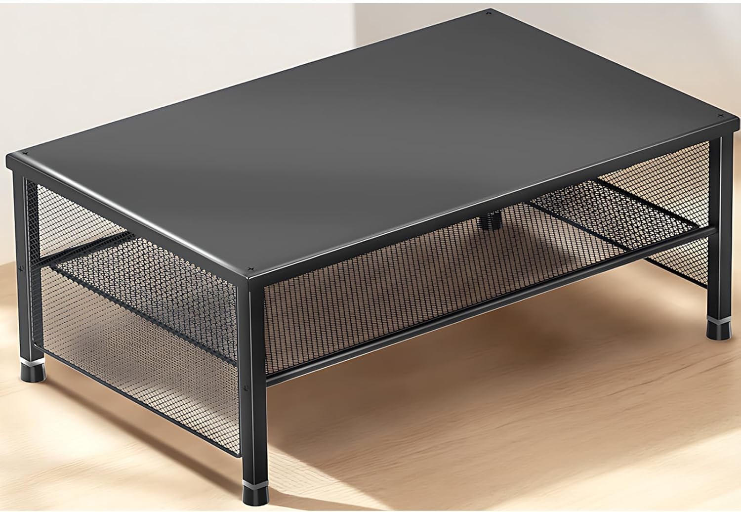 Monitor Stand Riser 2 Tier Desk Organizer Steel Laptop Printer Shelf Black