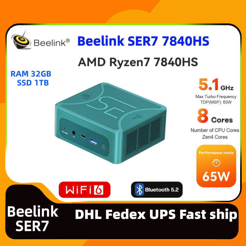 Beelink SER7 AMD Ryzen 7 7840HS gaming MINI PC up to 65W 32G 1TB DDR5