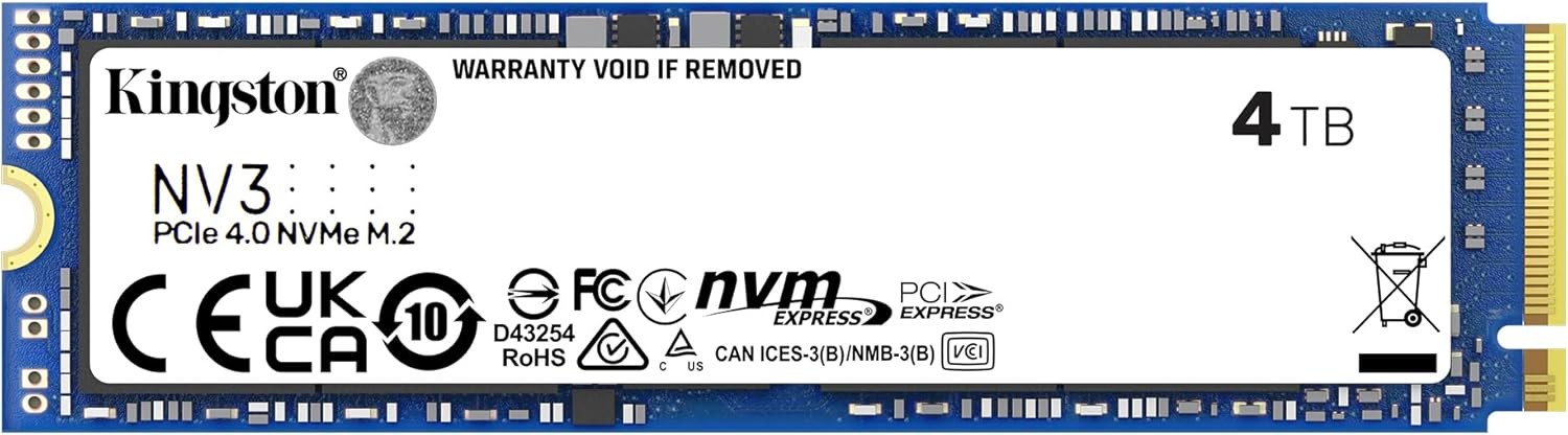 Kingston NV3 4TB M.2 2280 NVMe SSD PCIe 4.0 Gen 4x4 Up to 6000 MB/s