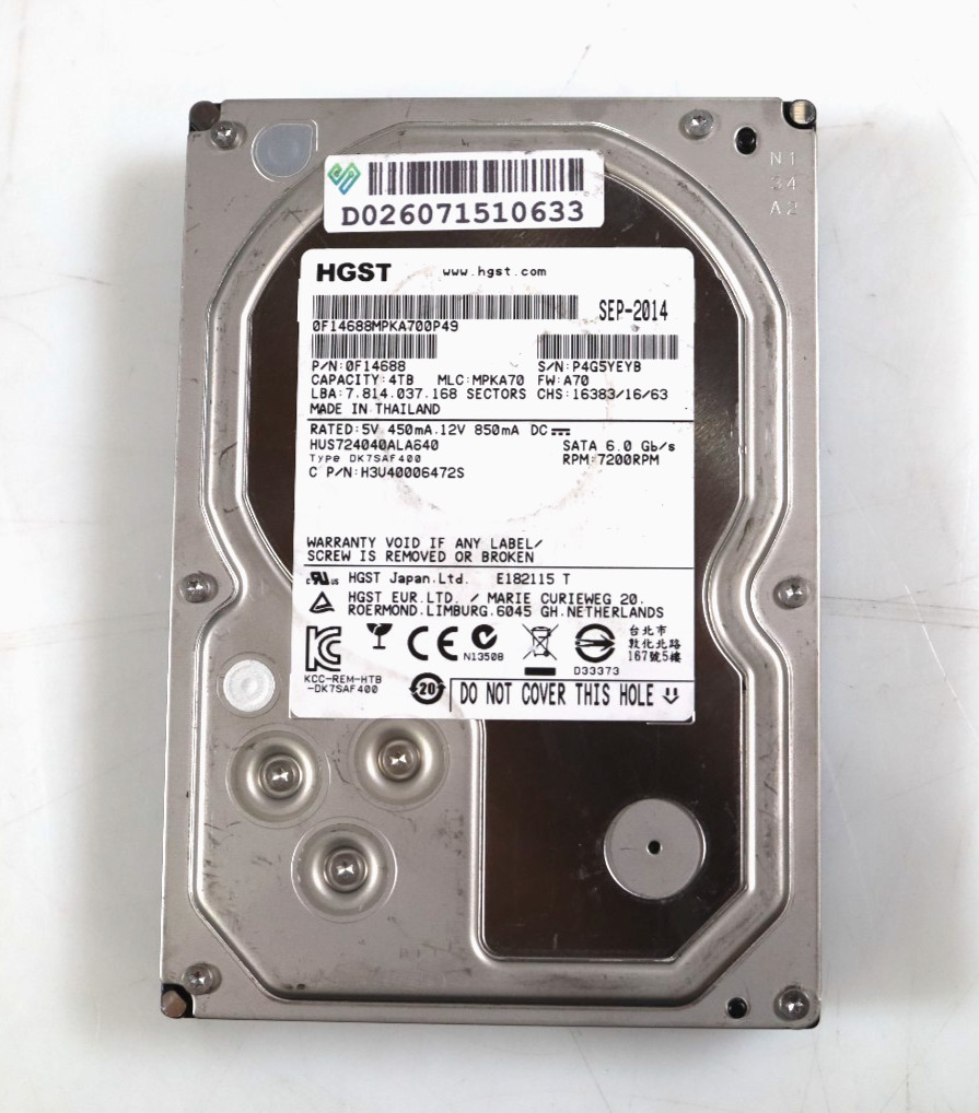 HGST Ultrastar 7K4000 HUS724040ALA640 4TB 3.5" SATA 6Gb/s 7200RPM Hard Drive