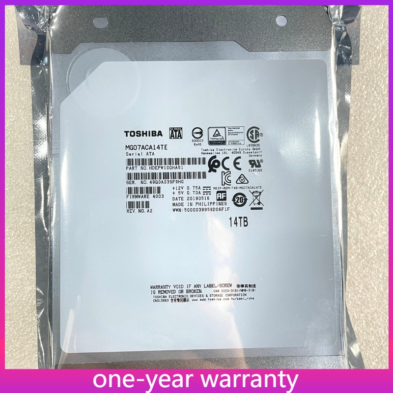 MG07ACA14TE Toshiba Enterprise 14TB HDD, SATA 3, 3.5" Internal Hard Drive