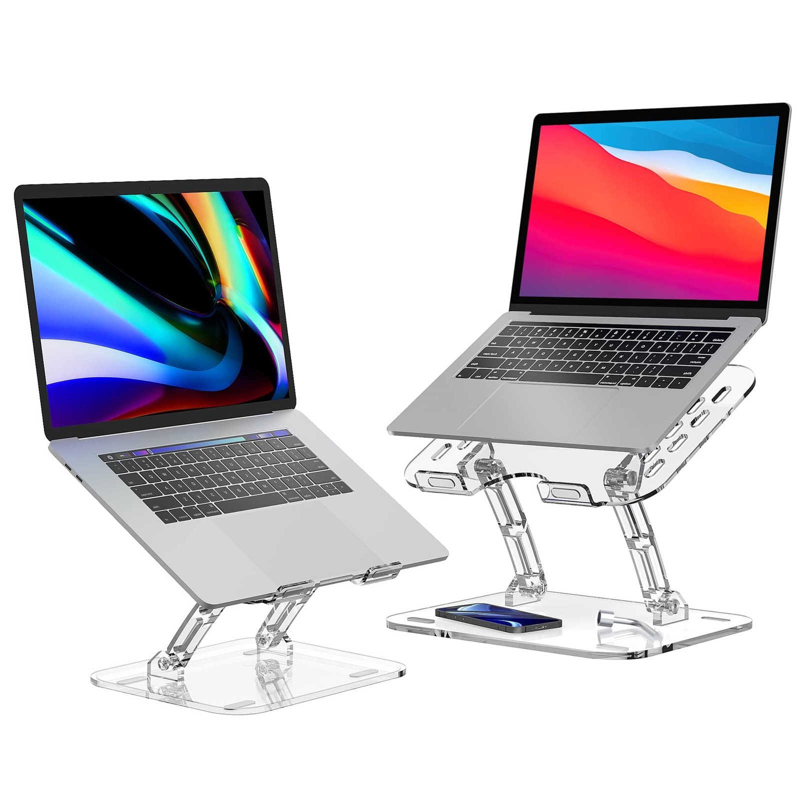 2 Pack Acrylic Laptop Stand for Desk, Adjustable Ergonomic Laptop Riser, Port...