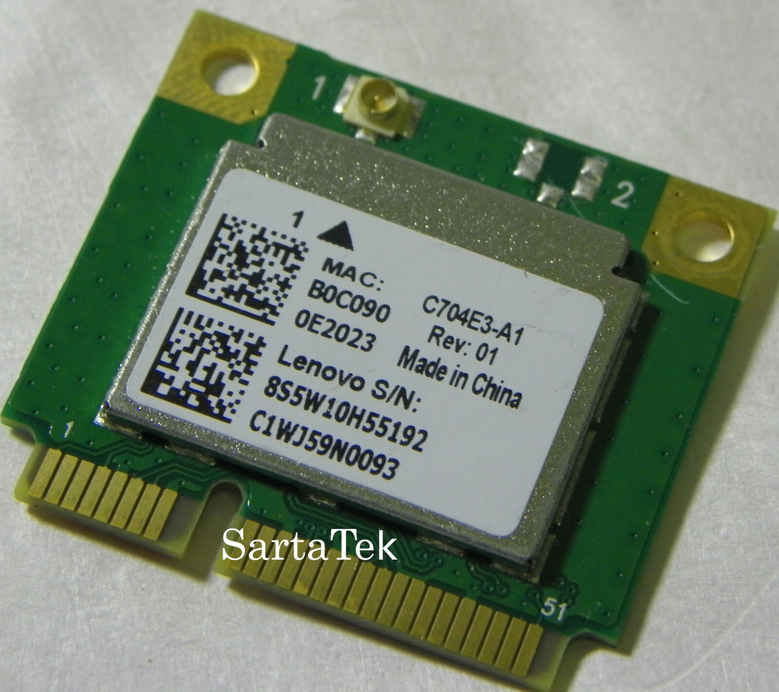Lenovo 8S5W10H55192 802.11a/b/g/n/ac Wireless Bluetooth PCIe Half RTL8821AE