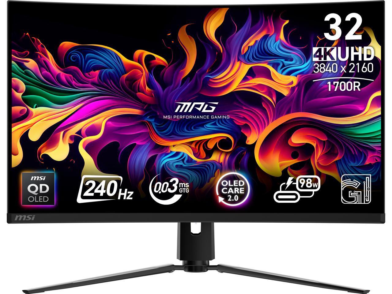 MSI 32" 240 Hz QD-OLED UHD Gaming Monitor Adaptive Sync 3840 x 2160 (4K) MPG 321