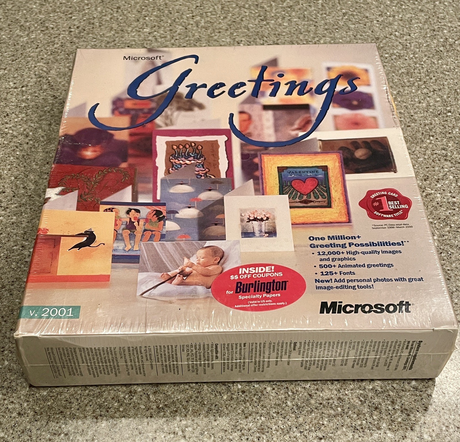 NEW SEALED Microsoft Greetings v. 20001 PC Software NOS