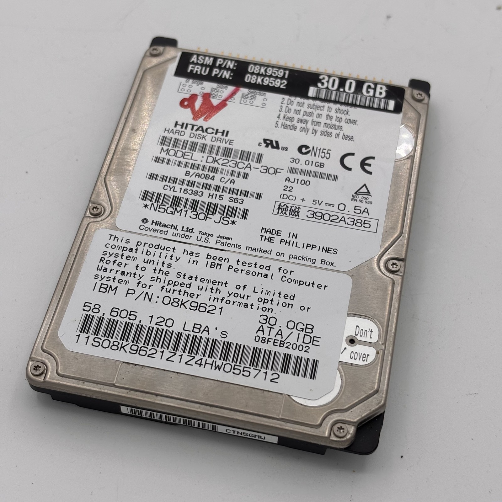 Hitachi DK23CA-30F 30GB 2.5" PATA/IDE Laptop Hard Drive HDD IBM 08K9621