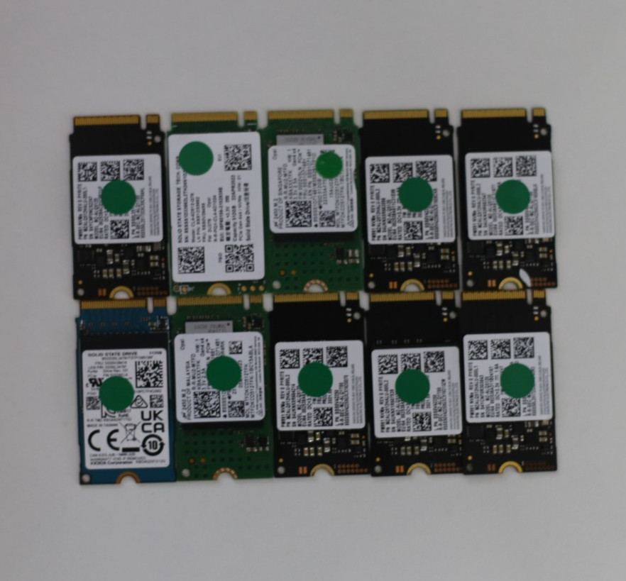 Mixed Lot of 10 512GB NVMe SSD M.2 2242 SSD M Key Refurbished KH32