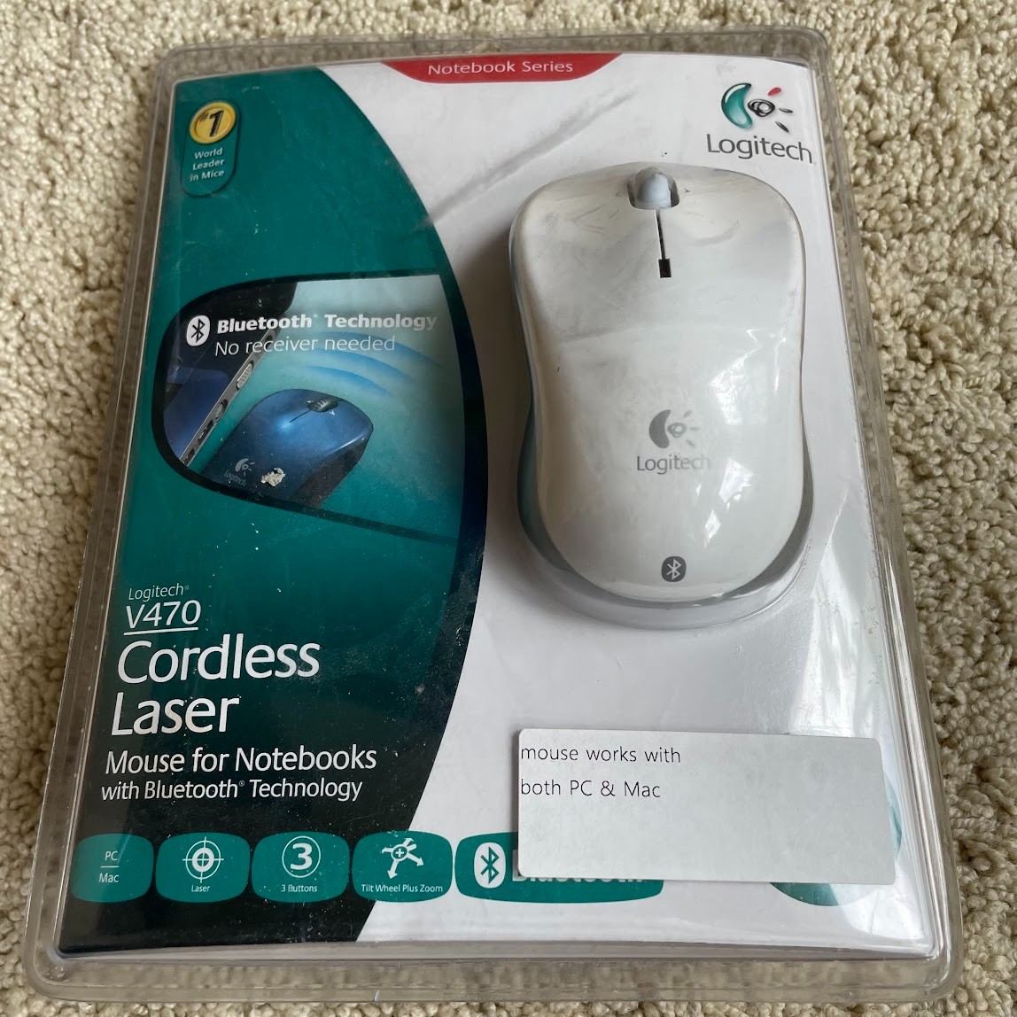 New LOGITECH V470 Bluetooth Cordless Laser Mouse for PC Notebooks/Mac White