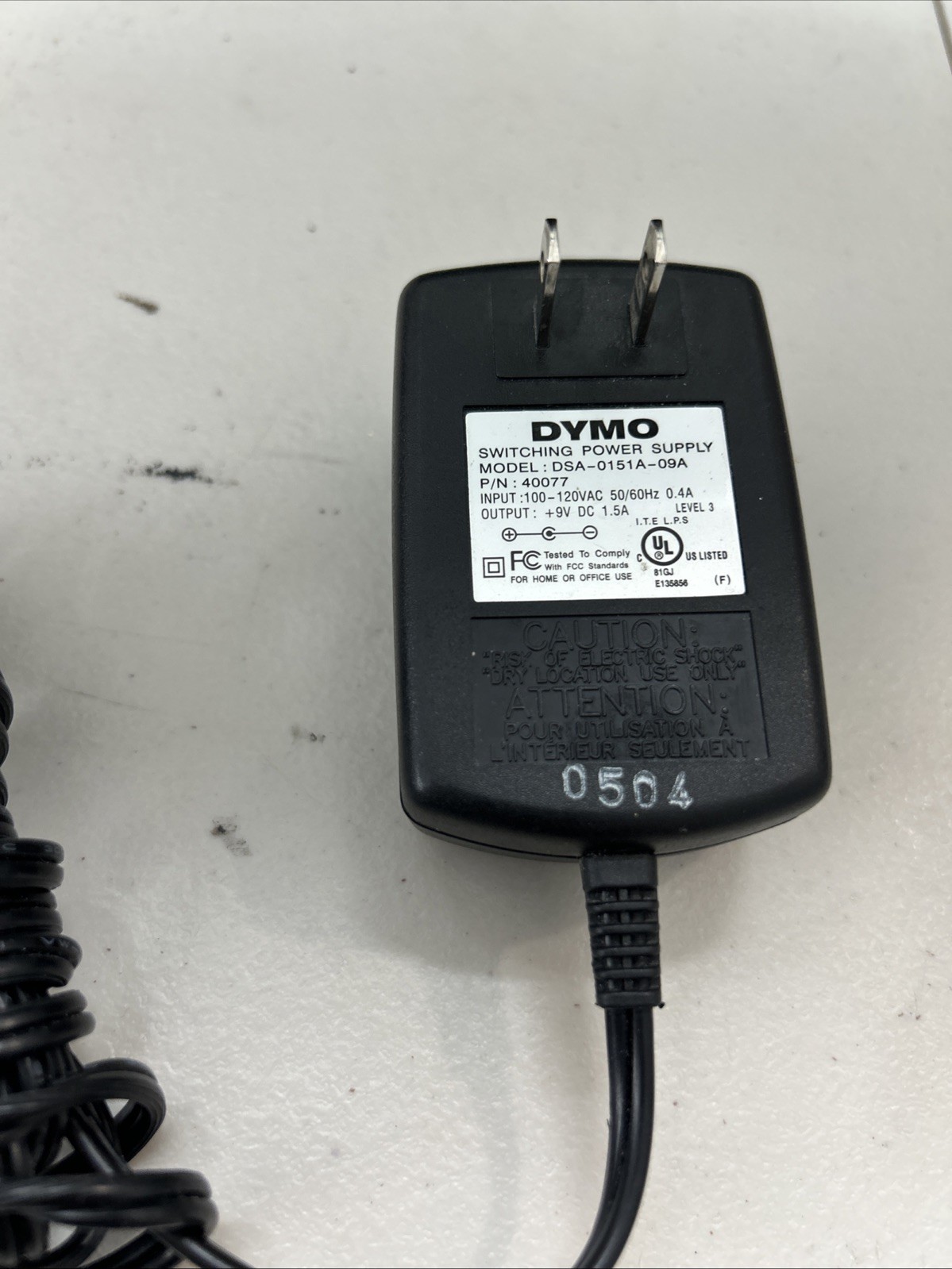 Genuine OEM Dymo DSA-0151A-09 AC/DC Switching Power Supply Adapter 9V 1.5A