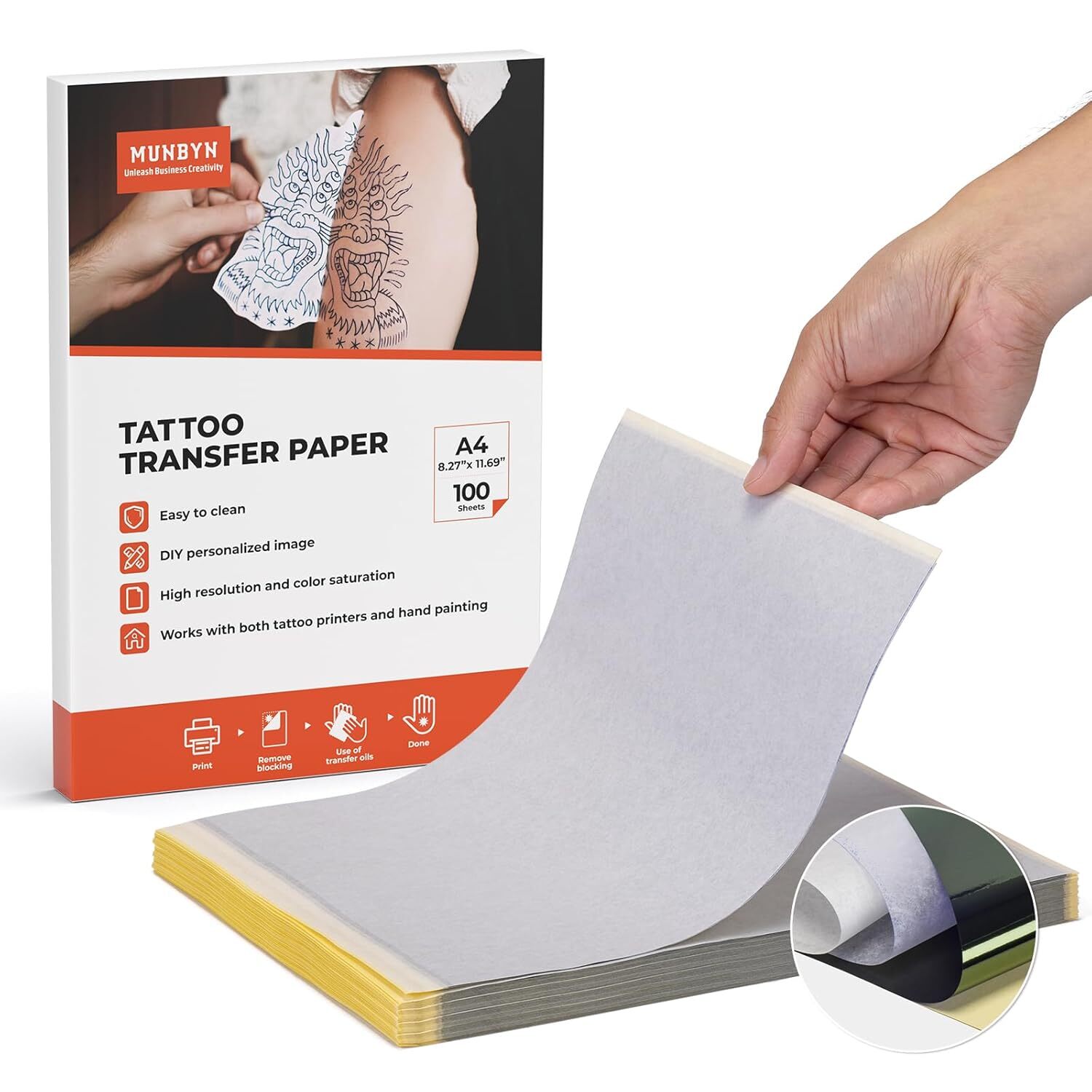100PCS Tattoo Transfer Paper Stencil Carbon Thermal Tracing Hectograph Sheets