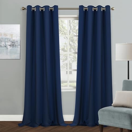  Blue Blackout Curtains 108 Inch Long for Living 52"W x 108"L (Pack of 1) Navy