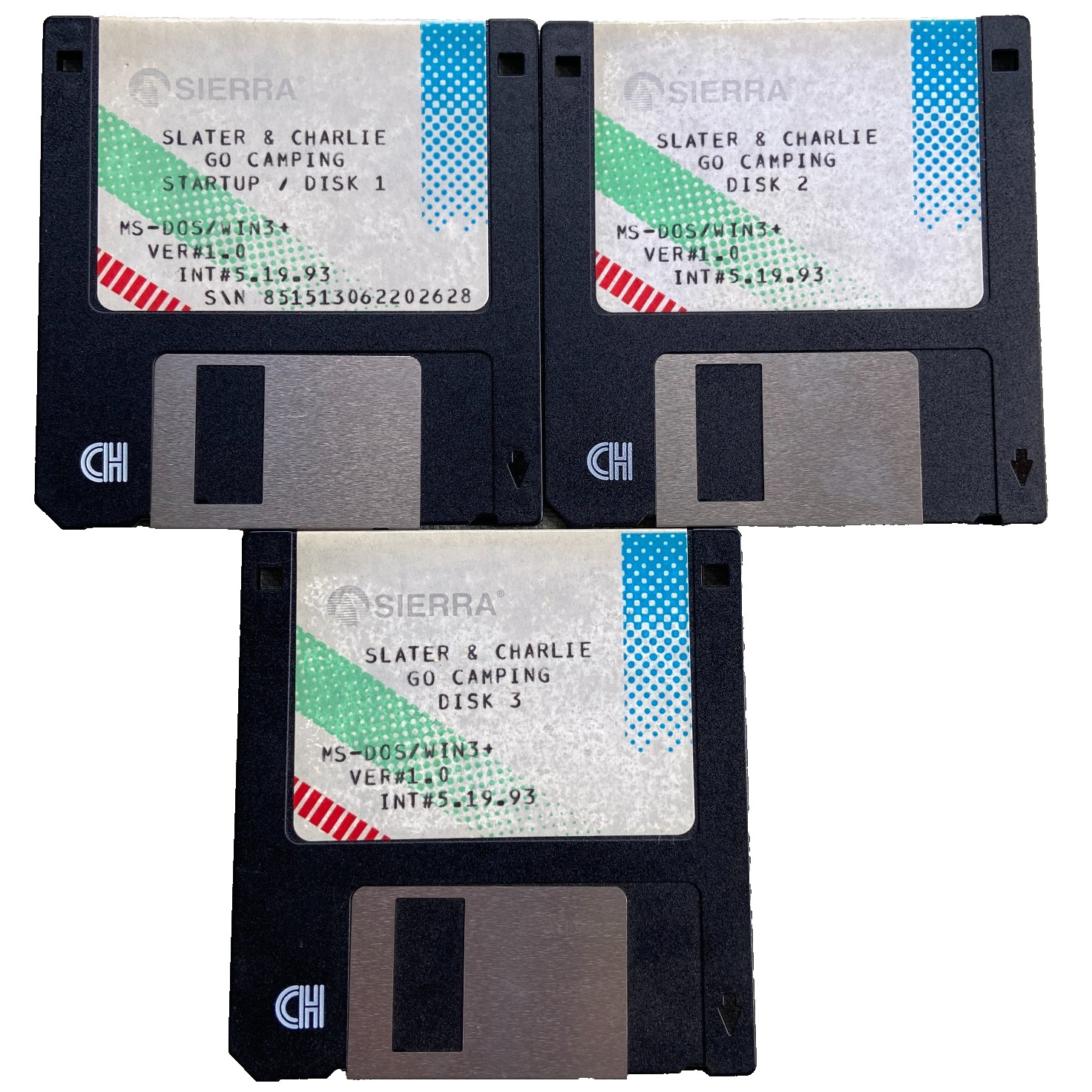 Vintage Video Game 3.5” Floppy Disk Sierra Slater & Charlie Go Camping 1993 DOS