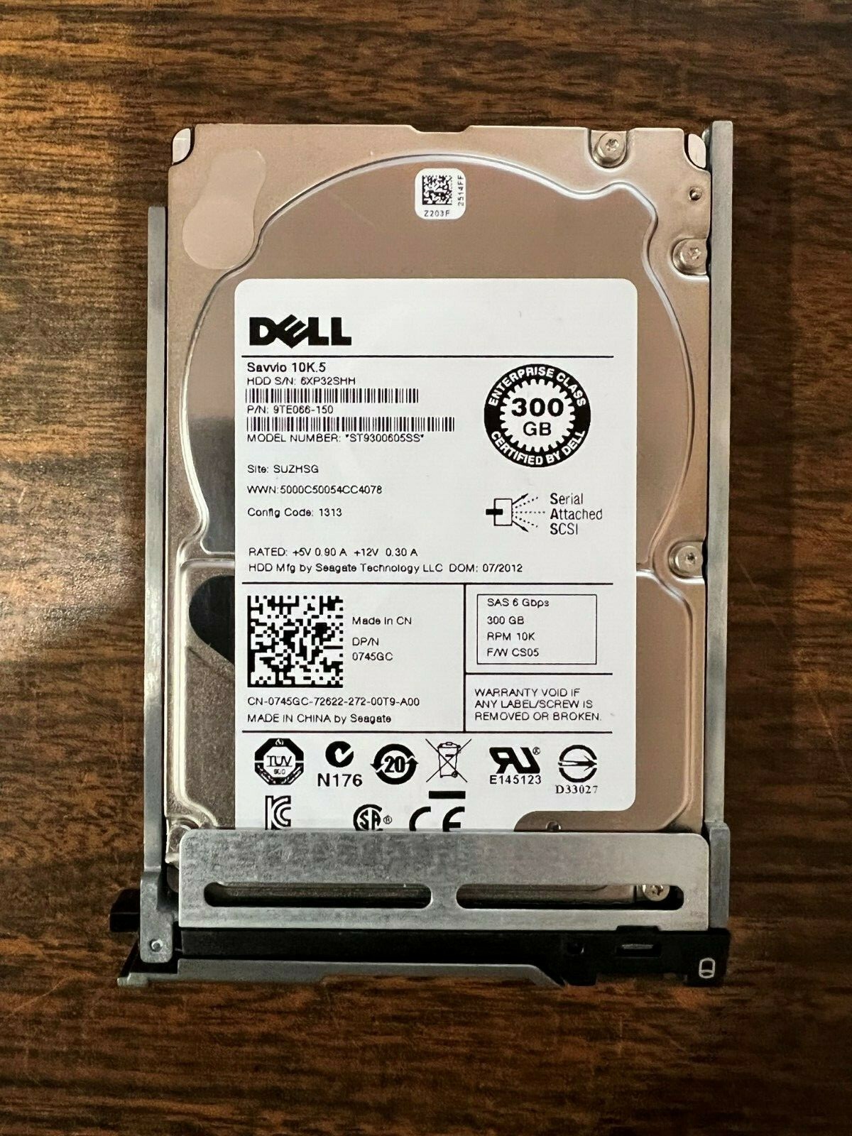 745GC 0745GC Dell ENTERPRISE 300GB 10K RPM 6Gb/s 2.5" SAS HDD Hard Drive