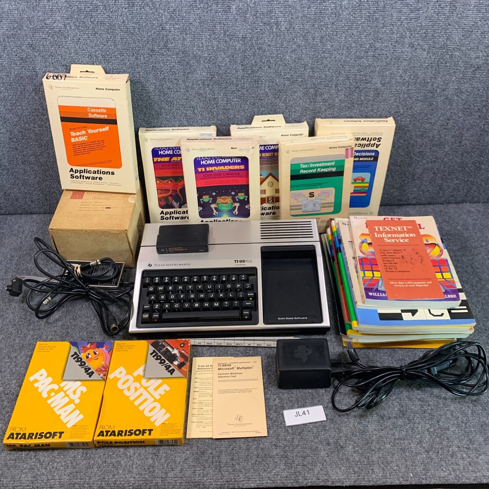 Texas Instruments Ti-99/4A Vintage Home Computer w/ Games  Controllers & Books