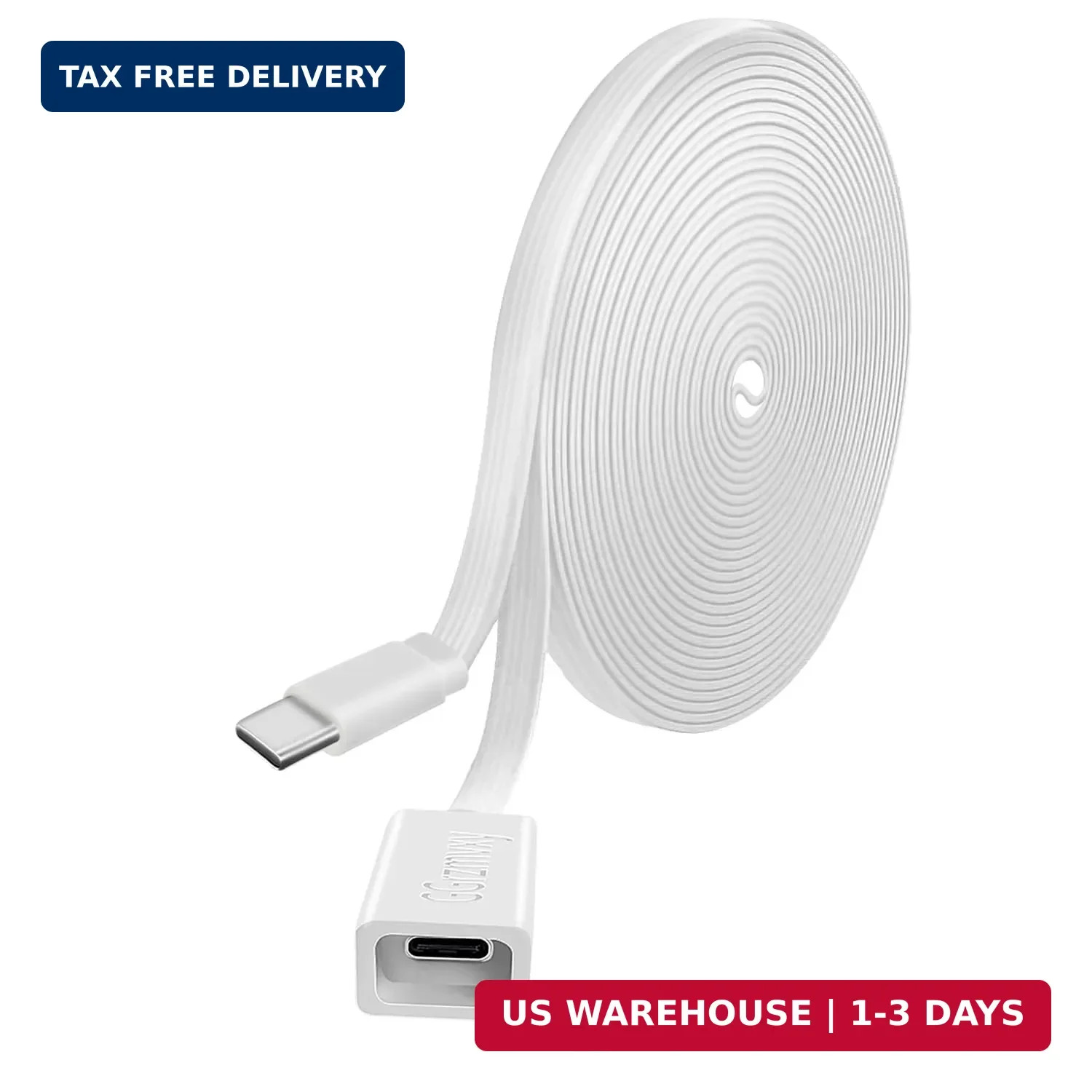 Long Flat Windproof USB C Extension Cable, Type C Male to Female, Compatible wit