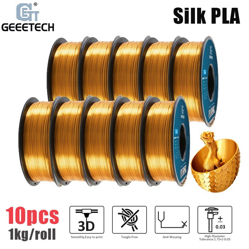 10KG 1.75mm Silk Gold PLA GEEETECH 3D Printing Filament Gold Glossy Shiny PLA