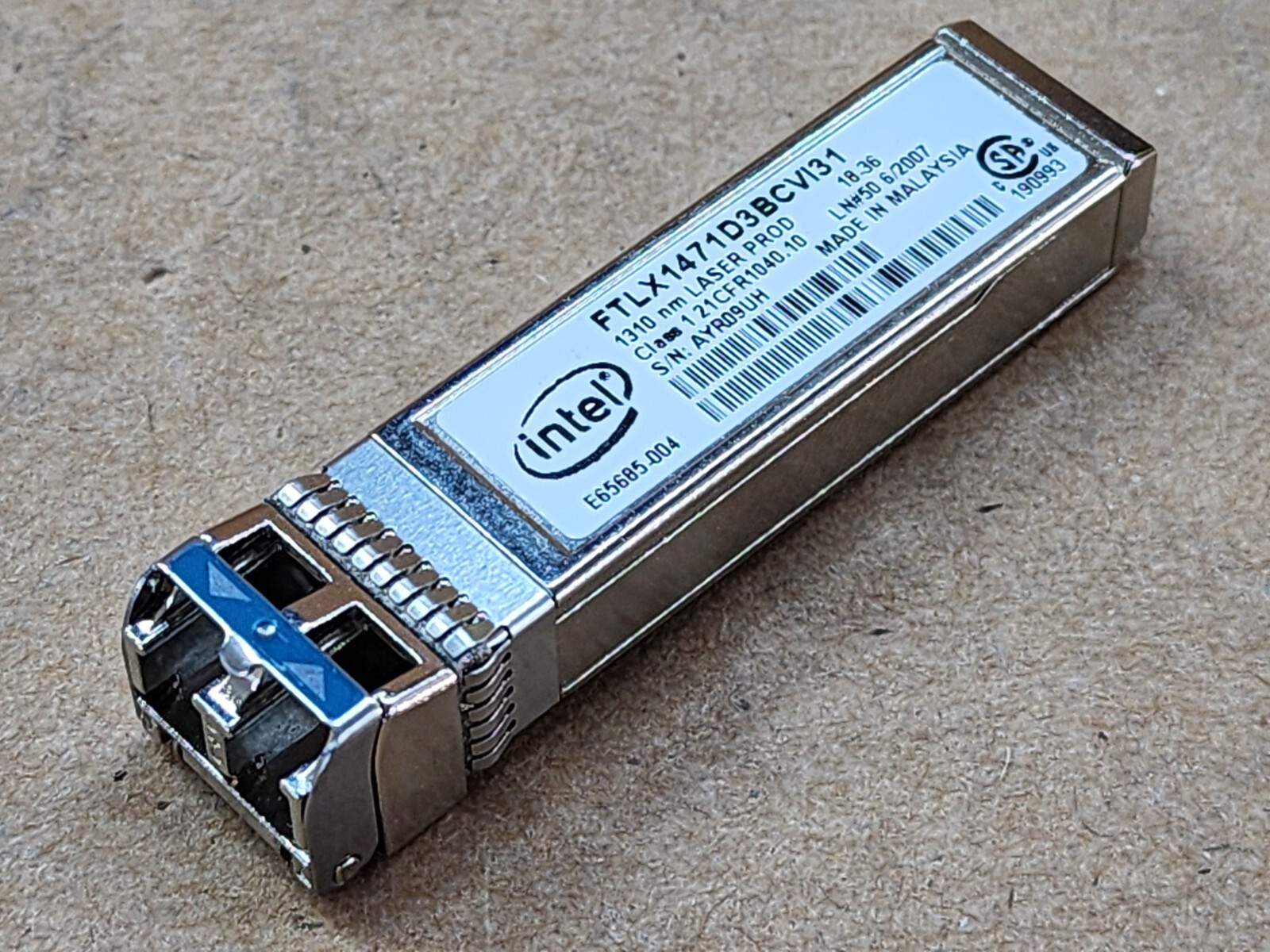 Intel FTLX1471D3BCVI31 Dual Rate 10Gbase-LR / 1000Base-LX SFP Transceiver Module