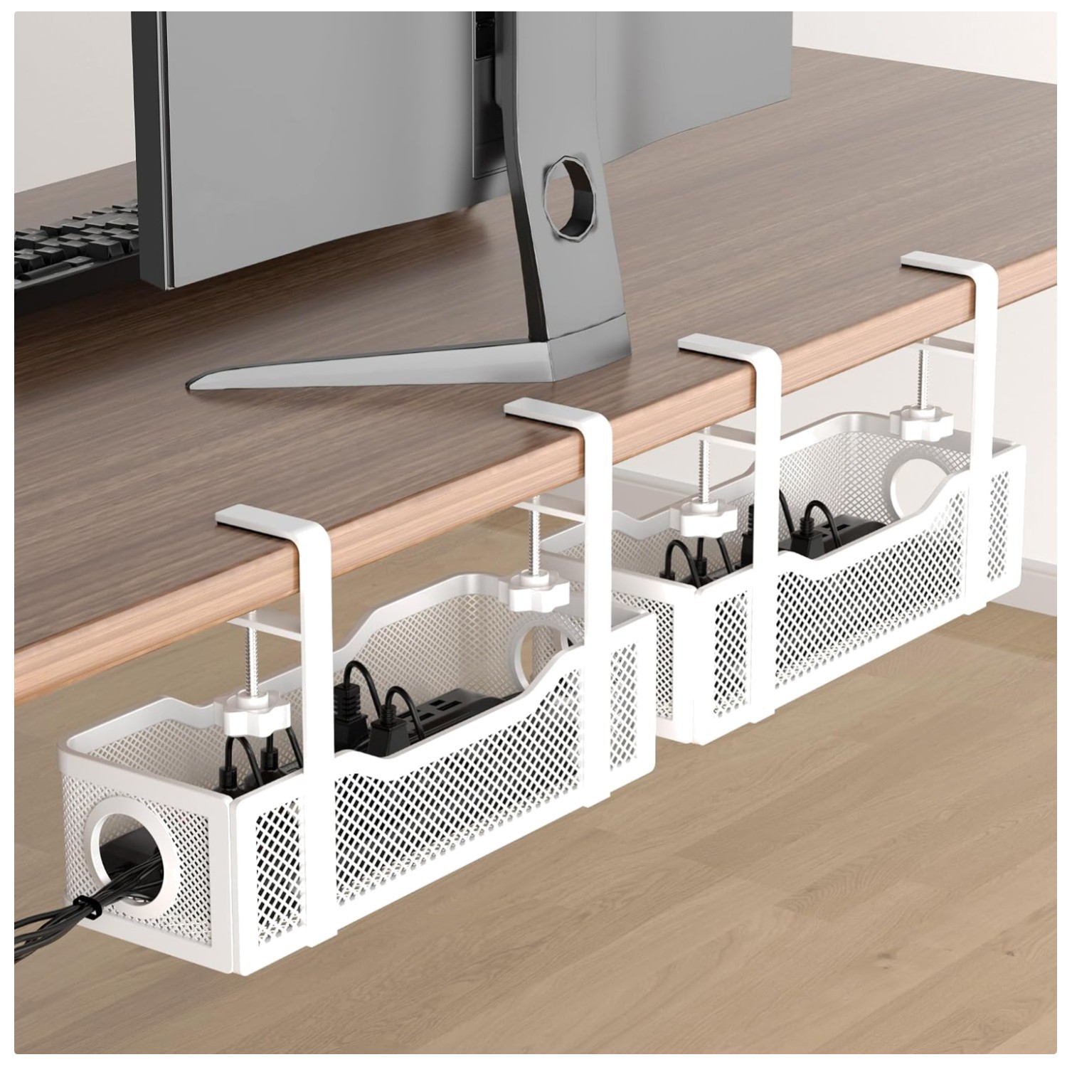 Stylish Under Table Cable Management - 2 Pack