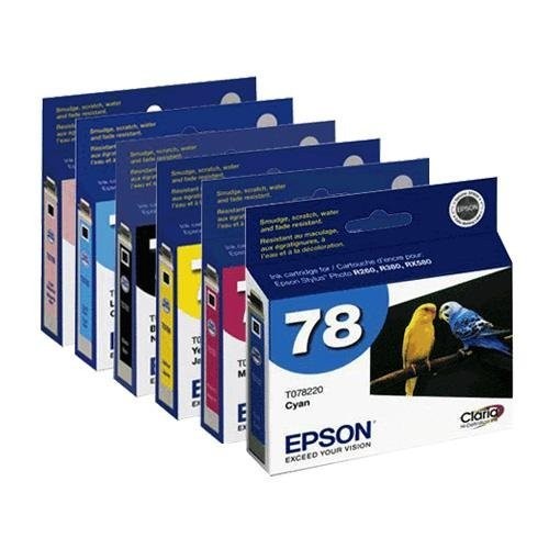 Set of 6 GENUINE Epson 78 Inkjet Cartridges NO OUTER BOX - SEALED BAG