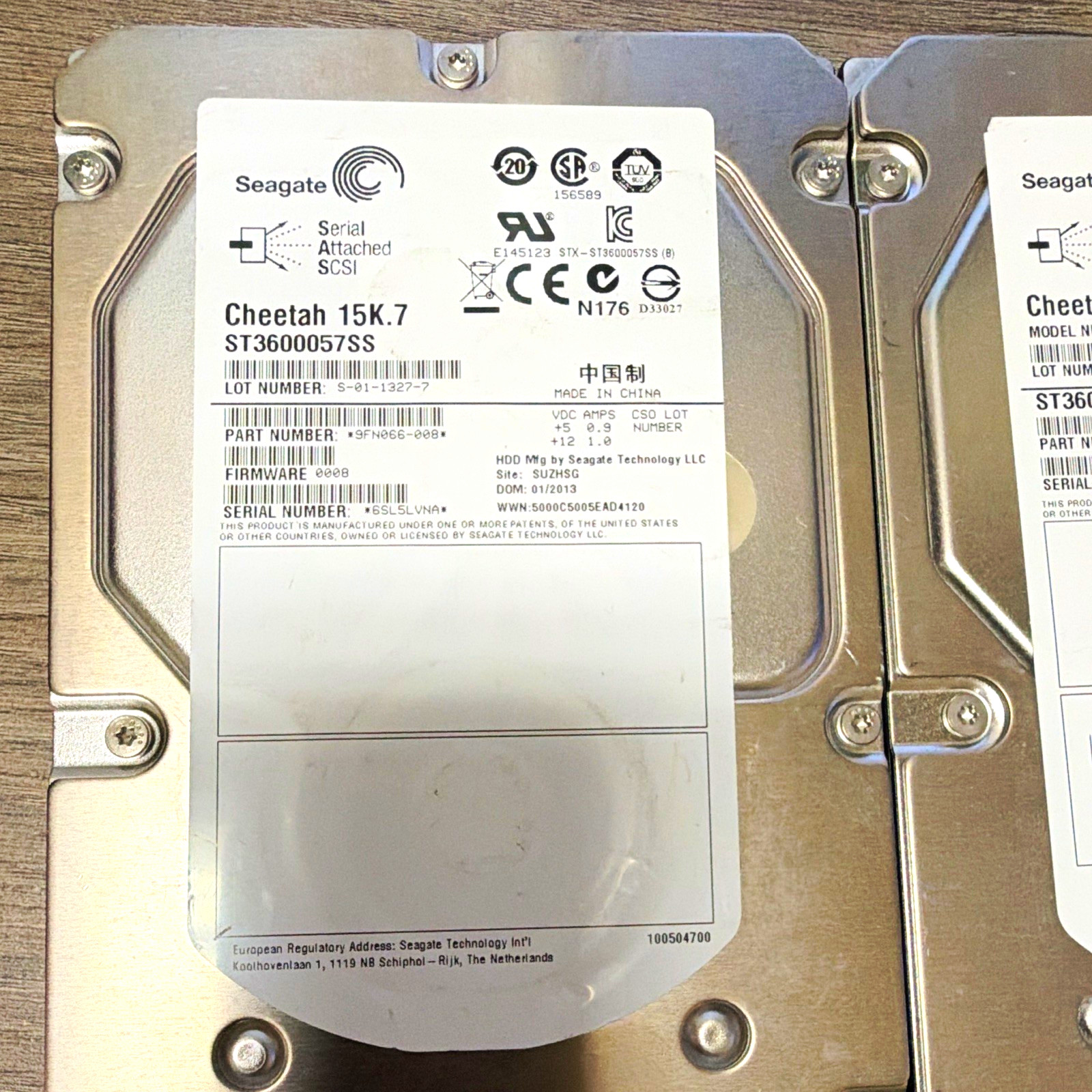 Seagate Cheetah 15K.7 ST3600057SS SAS LOT OF 2 OEM LOW USAGE