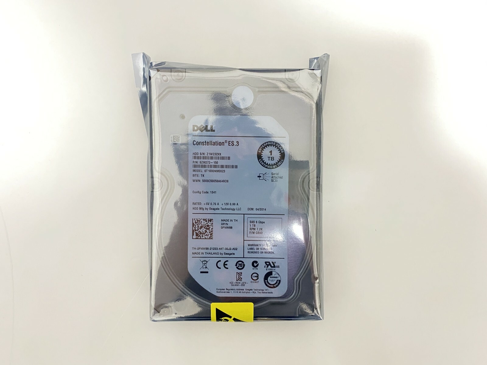 FOR Dell ST1000NM0023 FNW88 0FNW88 1TB 7200RPM 7.2K 6Gb/s 128MB 3.5" SAS HDD