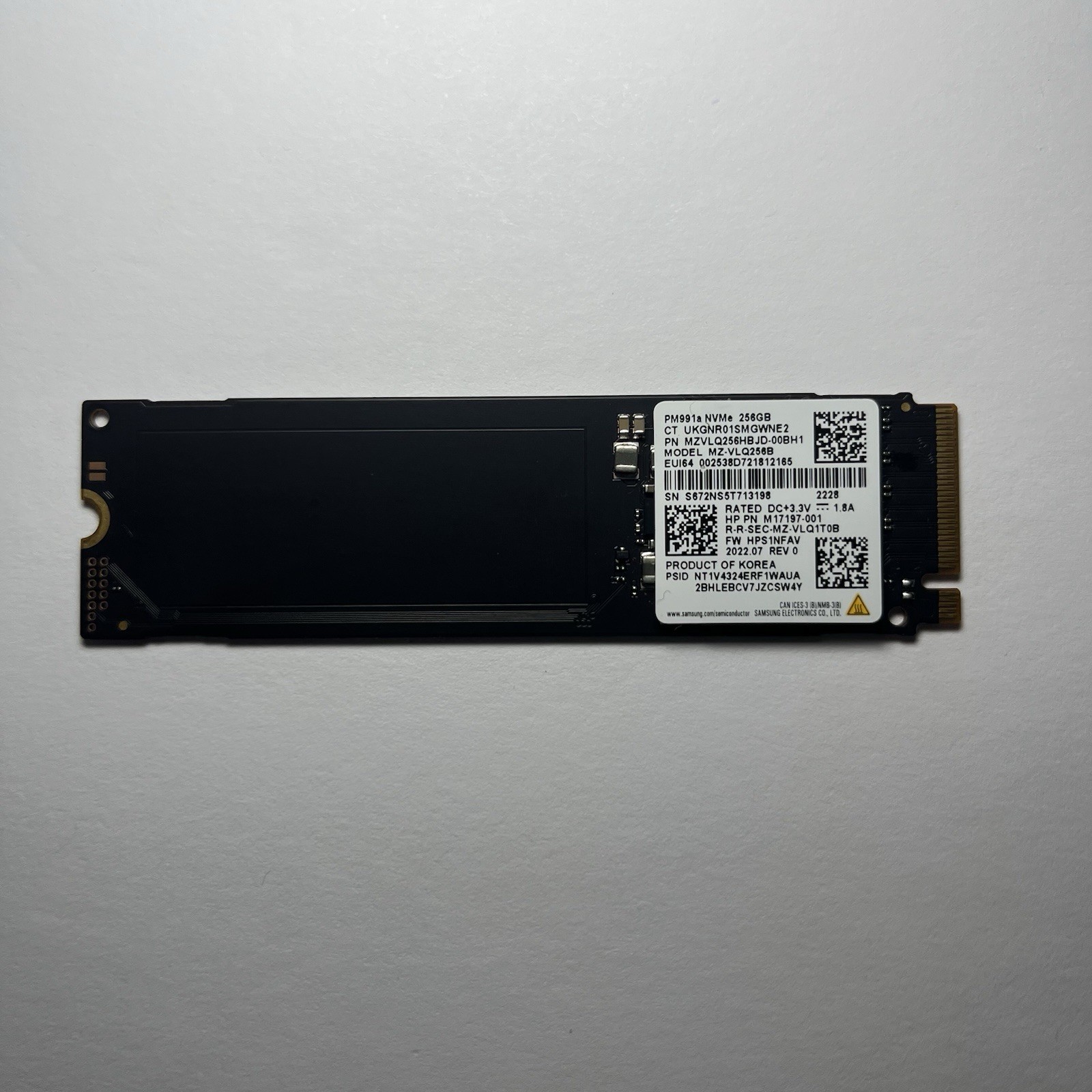Samsung 256GB M.2 SSD PM991a NVMe MZVLQ256HBJD-00BH1 Tested 97% Health