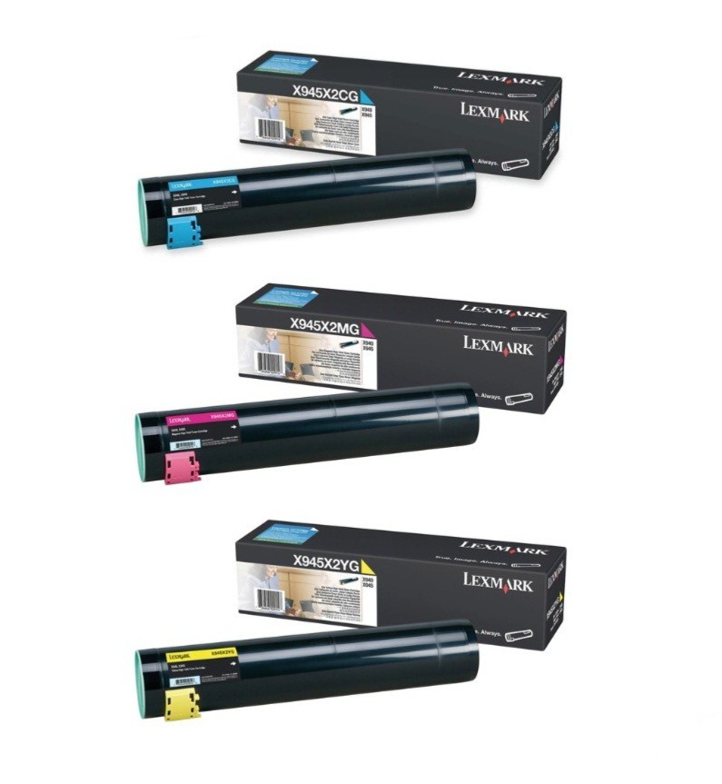 Lexmark X945X2CG, X945X2MG, X945X2YG GENUINE High Yield Toner Set (CMY)