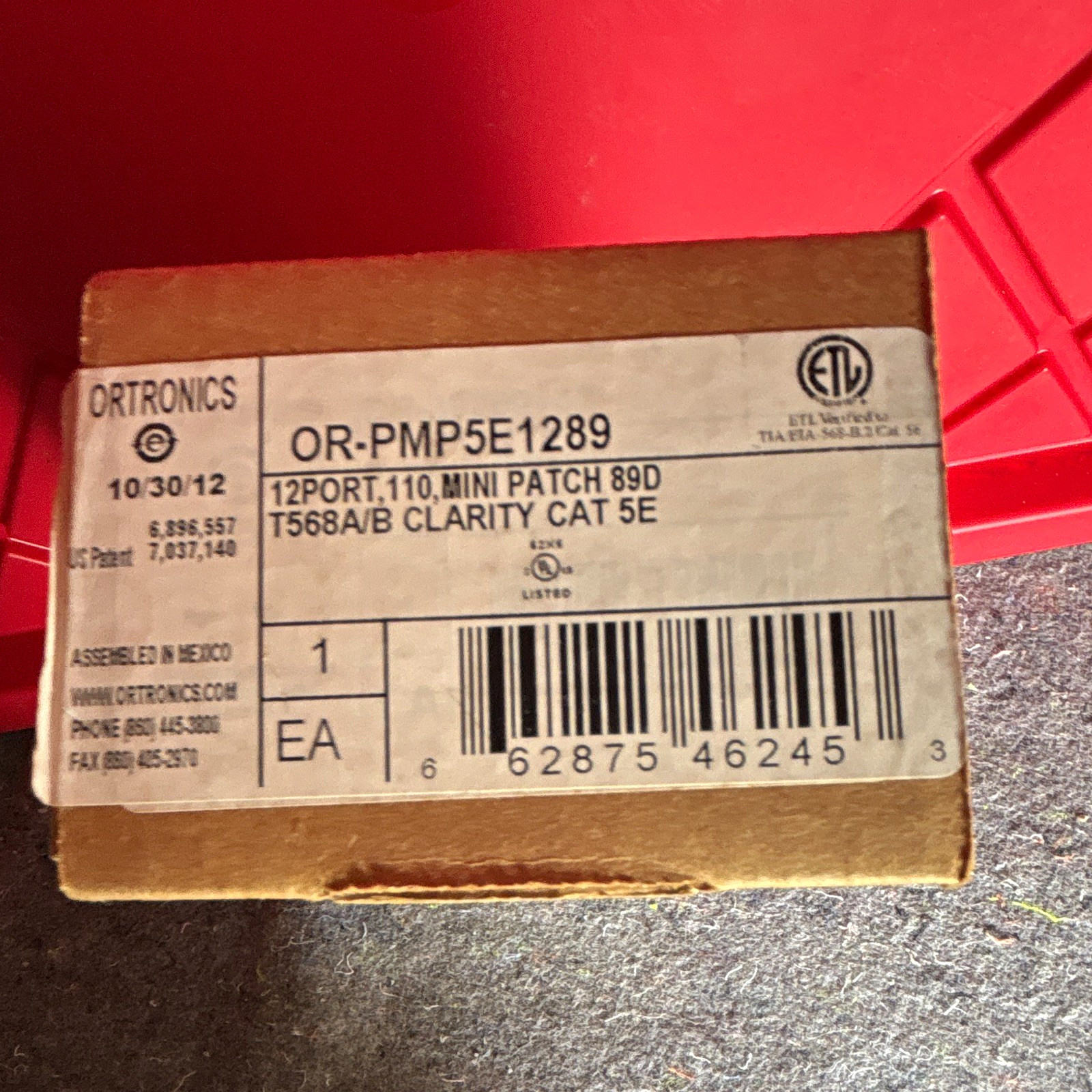Ortronics Clarity Cat5e 12-Port RJ-45 110 Mini Patch Panel 1U OR-PMP5E1289