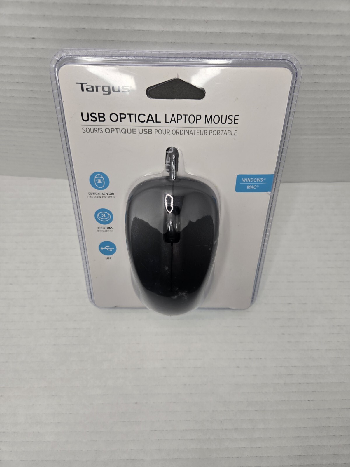 Targus AMU650 3-Button Optical Sensor USB Wired Laptop Mouse AMU80US