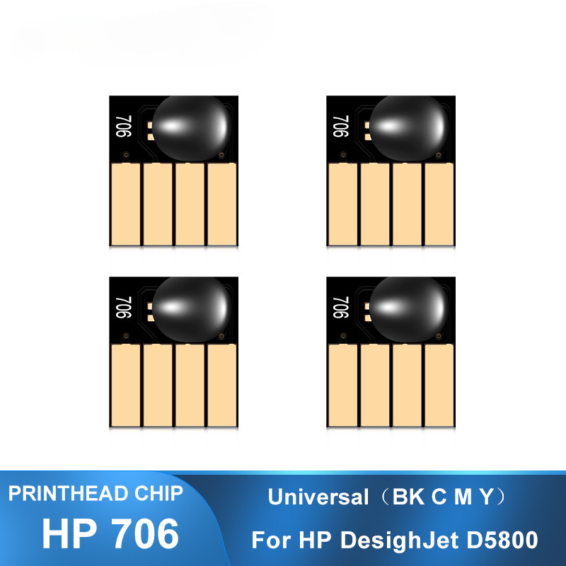 4PC Universal Chip For HP 706 Printhead Chip F9J49A For HP DesignJet D5800