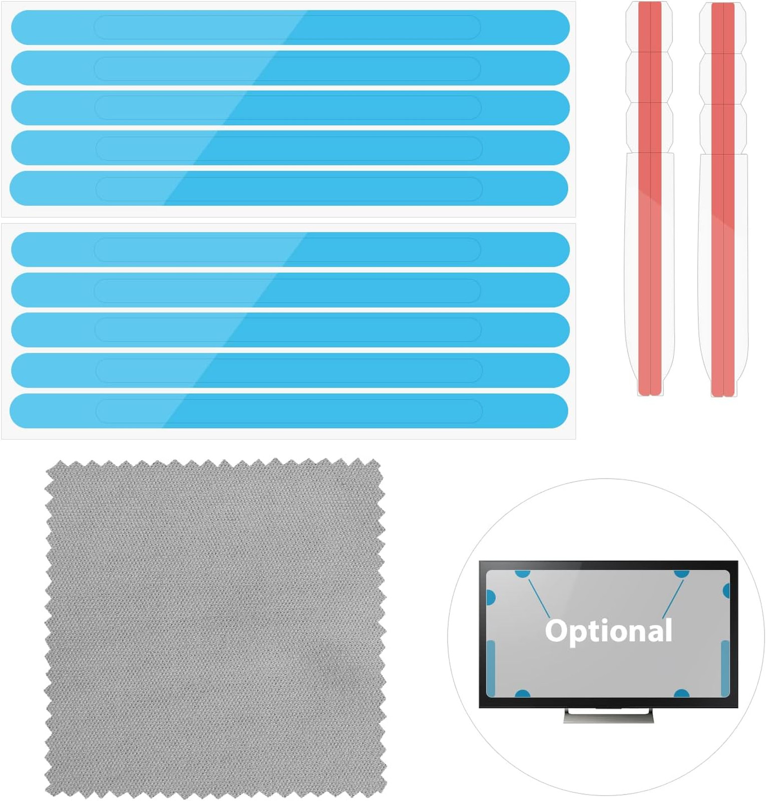 12pcs Privacy Adhesive Screen Tape Strips and 2pcs Plastic Mount Tabs for Laptop
