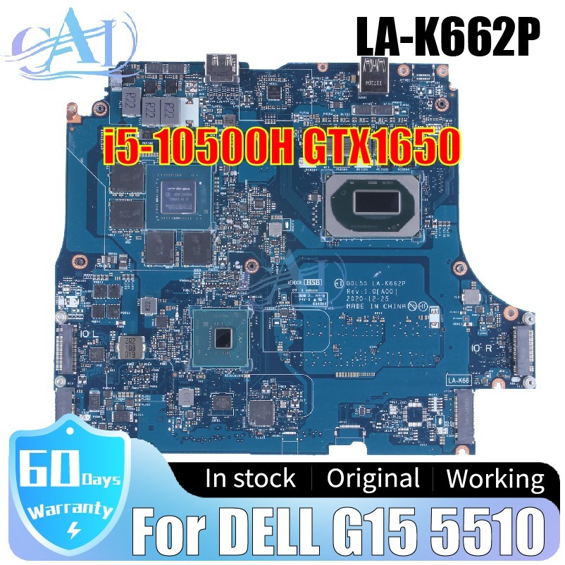 LA-K662P For DELL G15 5510 Laptop Motherboard 0WCM79 WCM79 I5-10500H GTX1650 GPU